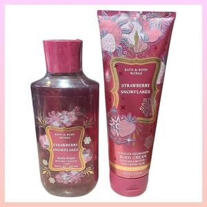 Bath & Body Works Strawberry Snowflakes Body Wash & Body Cream Set